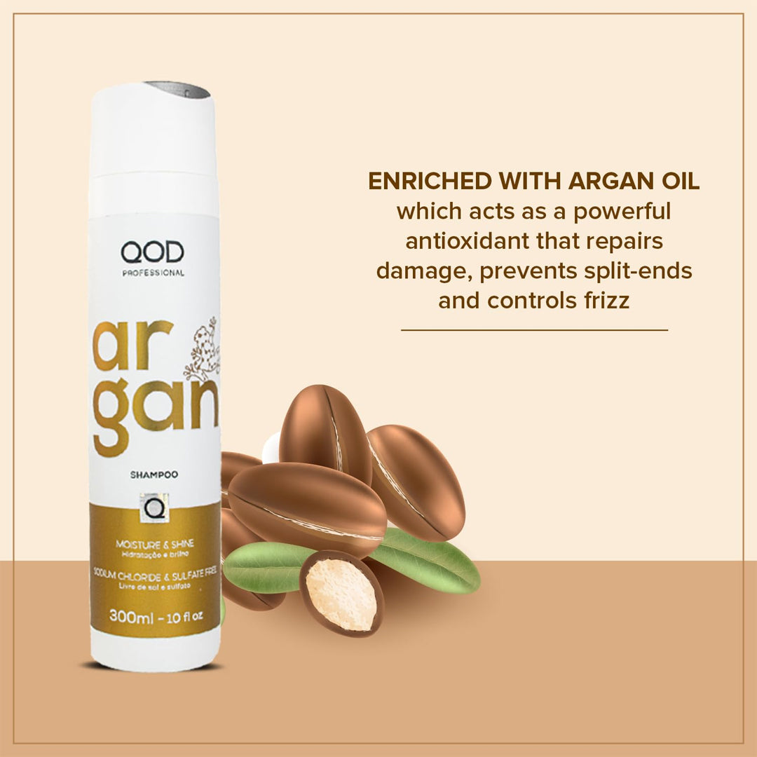QOD Argan Professional Shampoo for Dry & Damaged Hair - 300ml