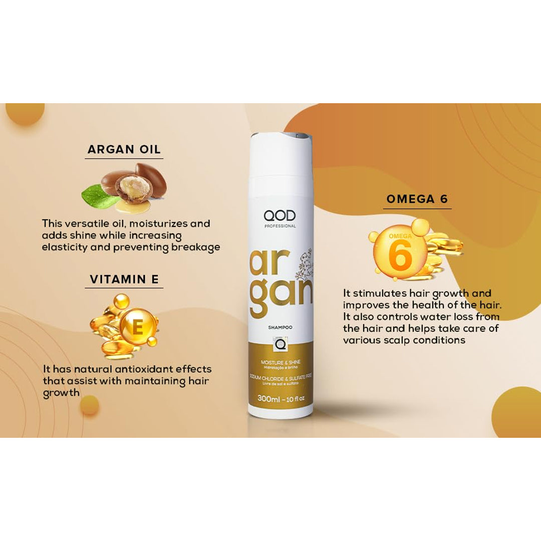 QOD Argan Professional Shampoo for Dry & Damaged Hair - 300ml