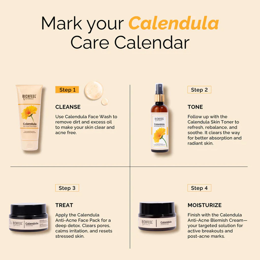 Richfeel Calendula Anti Acne Face Wash - 100gms